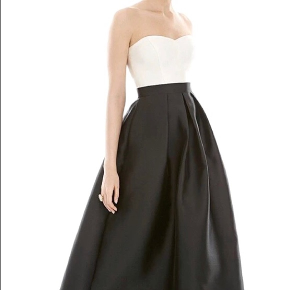 Concert and Prom Dress white black two-tone, high-low